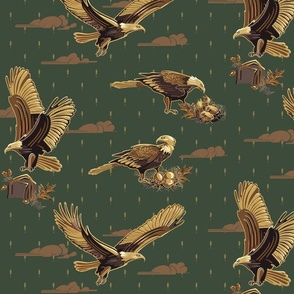Small | Eagles Soaring Through Life | Olive Green