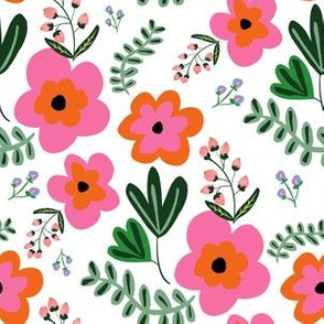 6" Happy Pink and Orange Florals