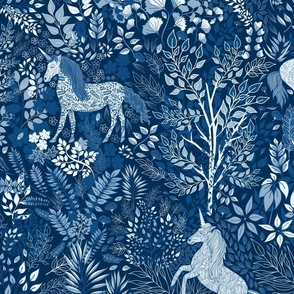 Moonlit Unicorns in the Woods of Wonderment (large scale) 