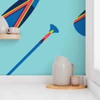 Oars Illustrated in Teal, Navy and Coral