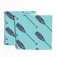 Oars Illustrated in Teal, Navy and Coral
