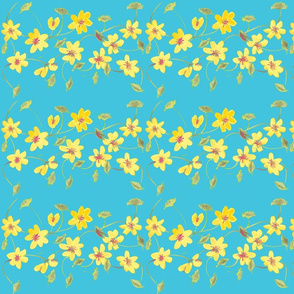 trellis of yellow on turquoise