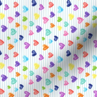 (small scale) marker hearts - skinny blue stripes (90) - C20BS