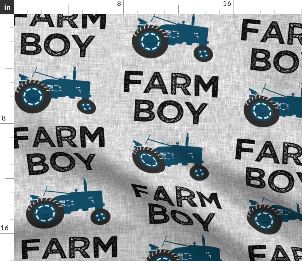 (large scale) Farm Boy - Tractor blue on grey - C20BS