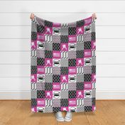 Hockey Mom//USA//Hot Pink - Wholecloth Cheater Quilt