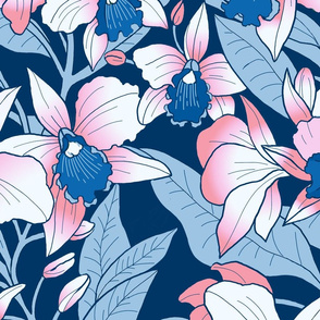 Tropical Orchid Blush-pink and blue