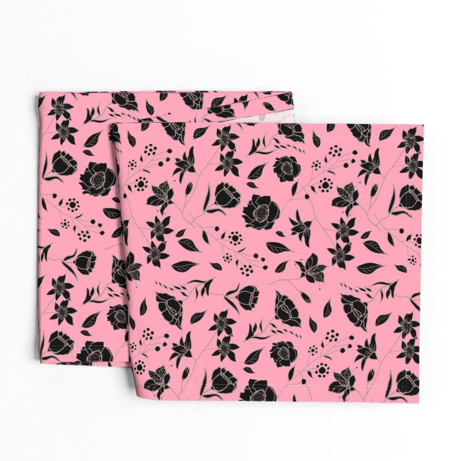 Mimi’s Spring Meadow - Black on Pastel Pink