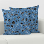 Mimi’s Spring Meadow - Black and White on Classic Blue