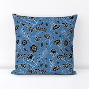 Mimi’s Spring Meadow - Black and White on Classic Blue