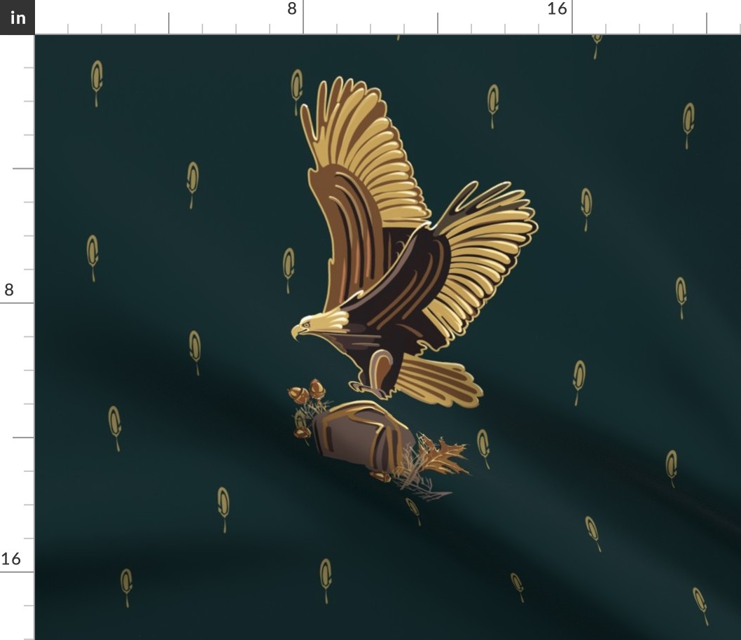21” Eagle Landing | Deep Teal Green