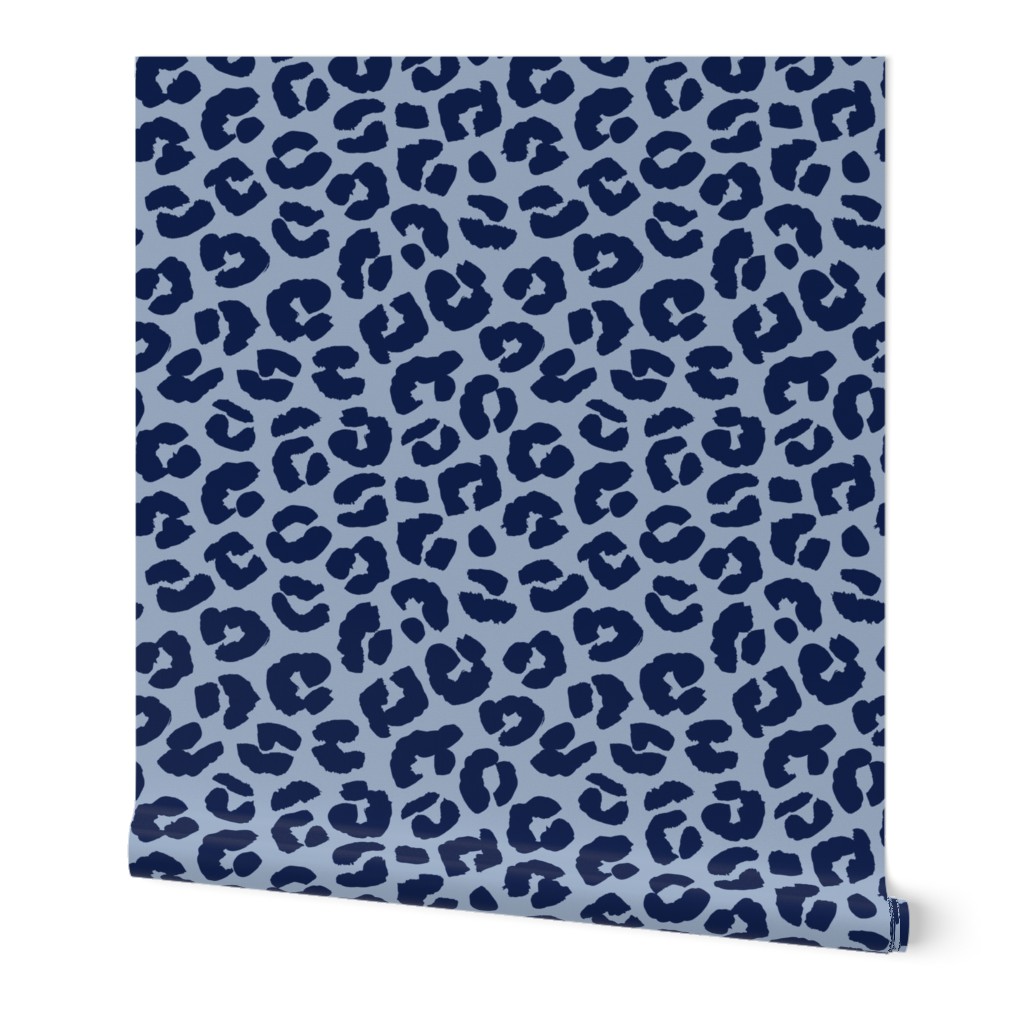 Chunky fat leopard print animals fur modern Scandinavian style raw brush  abstract trend blue navy