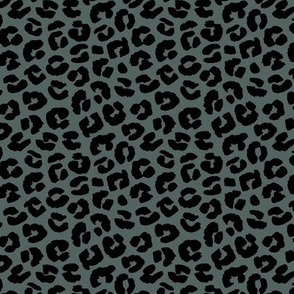 Chunky fat leopard print animals fur modern Scandinavian style raw brush  abstract trend eucalyptus green black