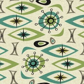 Mid Century Shapes - Teal and Lime