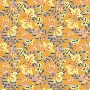 Light Orange and Blue Floral Ditzy