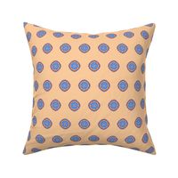 Blue Patterned Dots on Yellow