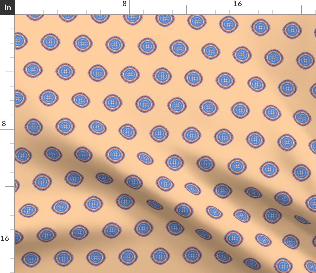 Blue Patterned Dots on Yellow