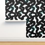Large Scale Paint Brush Lines in Black with Mint Sprinkles