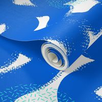 Large Scale Paint Brush Lines in Blue and White with Mint Sprinkles