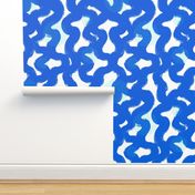 Large Scale Paint Brush Lines in Blue and White with Mint Sprinkles
