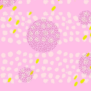 Striped Block Print Dots on Pink with Sprinkles