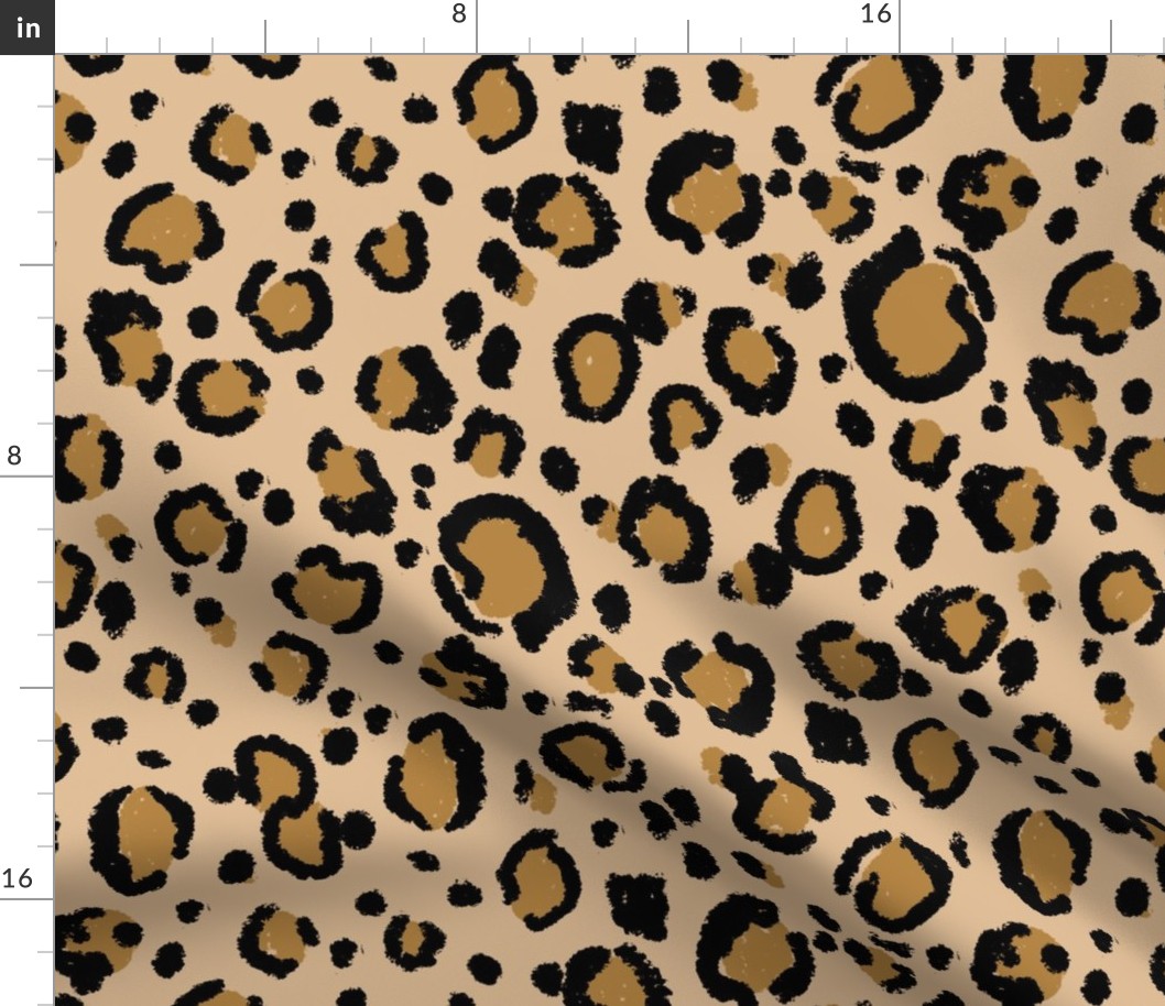 leopard print fabric - large leopard print, cheetah print, animal print, painted fabric, abstract fabric, nursery leopard print - tan