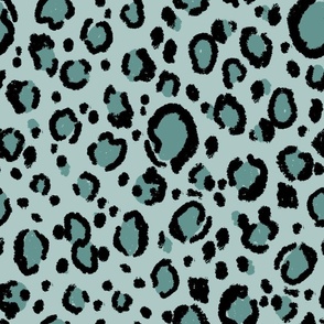 leopard print fabric - large leopard print, cheetah print, animal print, painted fabric, abstract fabric, nursery leopard print - mint