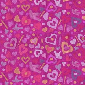 Hearts Valentines Day Romantic Girly Pattern Pink Magenta Fuchsia