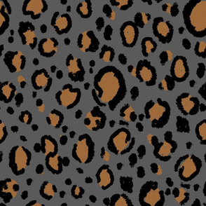 leopard print fabric - large leopard print, cheetah print, animal print, painted fabric, abstract fabric, nursery leopard print - charcoal
