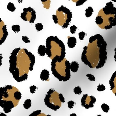 leopard print fabric - large leopard print, cheetah print, animal print, painted fabric, abstract fabric, nursery leopard print - white