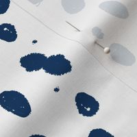 painted dots fabric - spots, painted polka dots, dalmatian print, animal print, nursery fabric, baby fabric - navy
