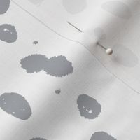 painted dots fabric - spots, painted polka dots, dalmatian print, animal print, nursery fabric, baby fabric - grey