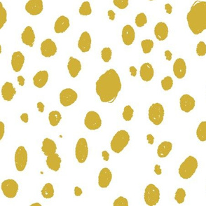 painted dots fabric - spots, painted polka dots, dalmatian print, animal print, nursery fabric, baby fabric - yellow