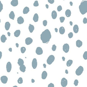 painted dots fabric - spots, painted polka dots, dalmatian print, animal print, nursery fabric, baby fabric - dusty blue