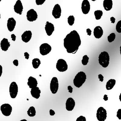 painted dots fabric - spots, painted polka dots, dalmatian print, animal print, nursery fabric, baby fabric - bw