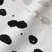 painted dots fabric - spots, painted polka dots, dalmatian print, animal print, nursery fabric, baby fabric - bw