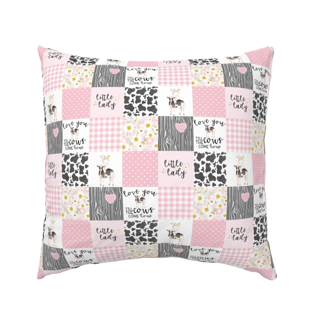 3 inch Farm//Love you till the cows come home//Little Lady//Pink - Wholecloth Cheater quilt