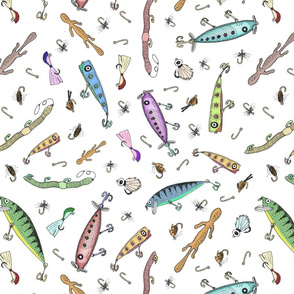 Fishing Lure And Bait Fabric, Wallpaper and Home Decor