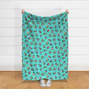 Whimsy Bees Turquoise Blue Large