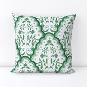 Large Green and White Scallop Paisley 