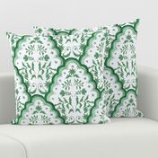 Large Green and White Scallop Paisley 