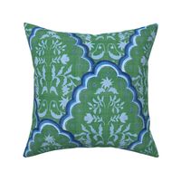 Large Green Blues Scallop Paisley