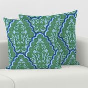 Large Green Blues Scallop Paisley