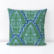 Large Green Blues Scallop Paisley