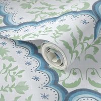 Large Blue and Green Scallop Paisley 