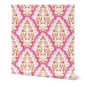 Large Pink and Orange Scallop Paisley