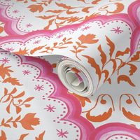 Large Pink and Orange Scallop Paisley