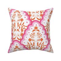 Large Pink and Orange Scallop Paisley