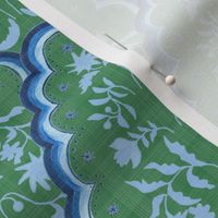 Medium Green Blues Scallop Paisley