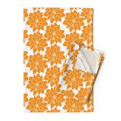 Animalier Co-ordinate  Orange Tropical Flower on White