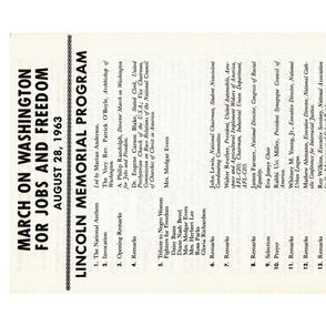 34-3  Program for MLK's Civil Rights March (I have a Dream speech). 1963